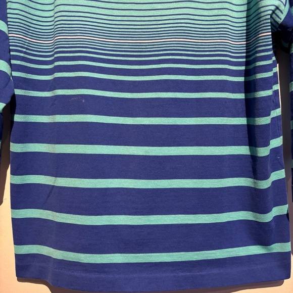 70s/80s IZOD Lacoste Kids Long Sleeve Shirt Blue Teal Striped Vintage Medium - Picture 5 of 11